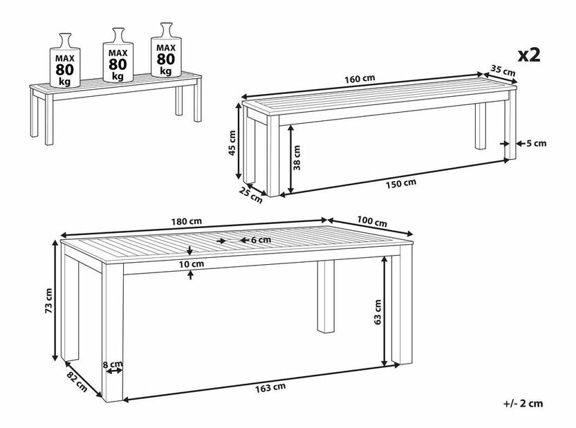 Zahradní set Tara (tmavé dřevo)