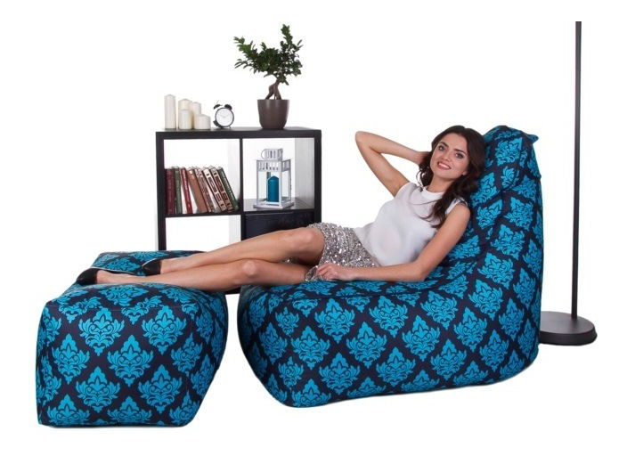 Sedací pytel s taburetem Glory Plus XXXL (modrá)