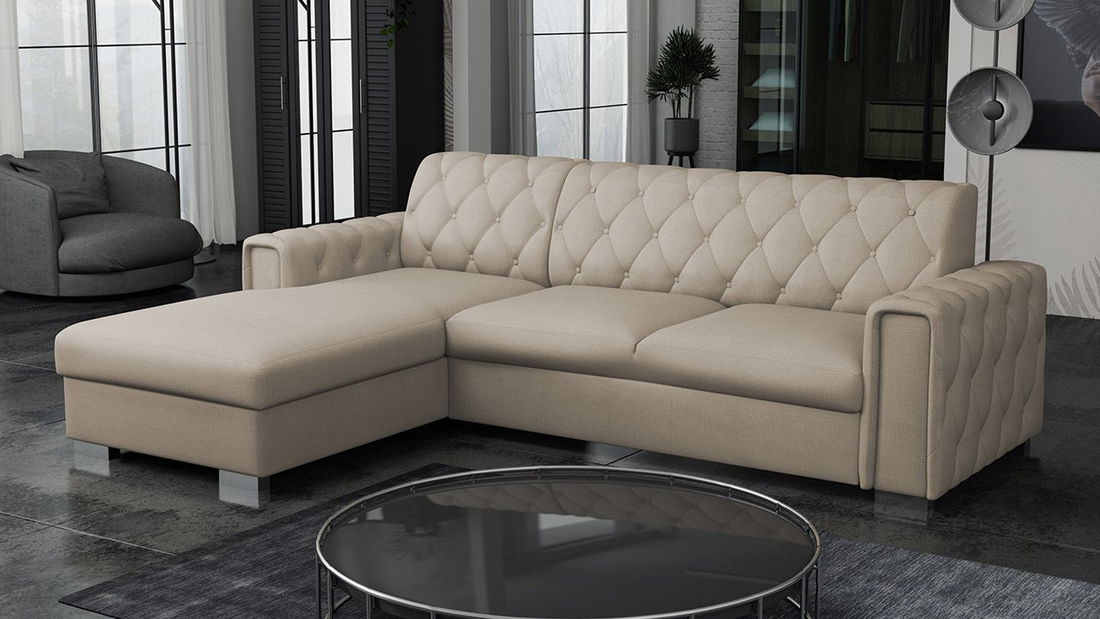 Rohová sedací souprava Nazit (světlobéžová)