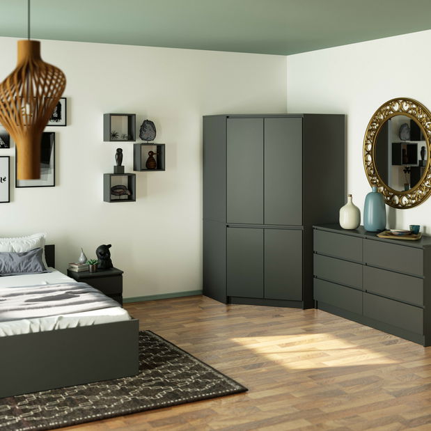 Rohová šatní skříň Sumergible (grafit) *výprodej