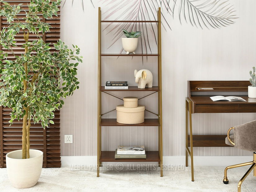 Regál Jeans (ořech + zlatá)