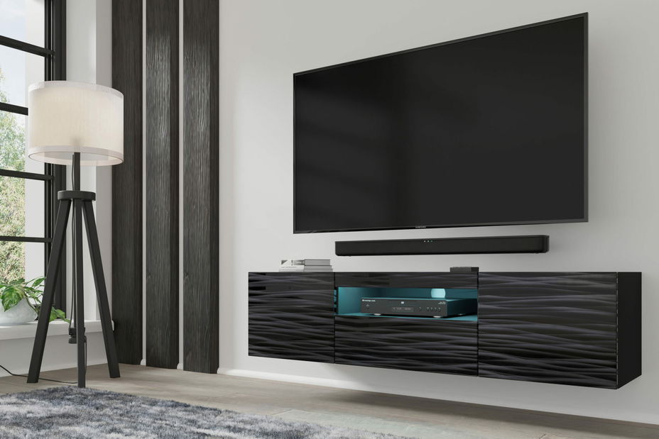 TV stolek/skříňka Aurora 150 (sahara černá) (s LED osvětlením)