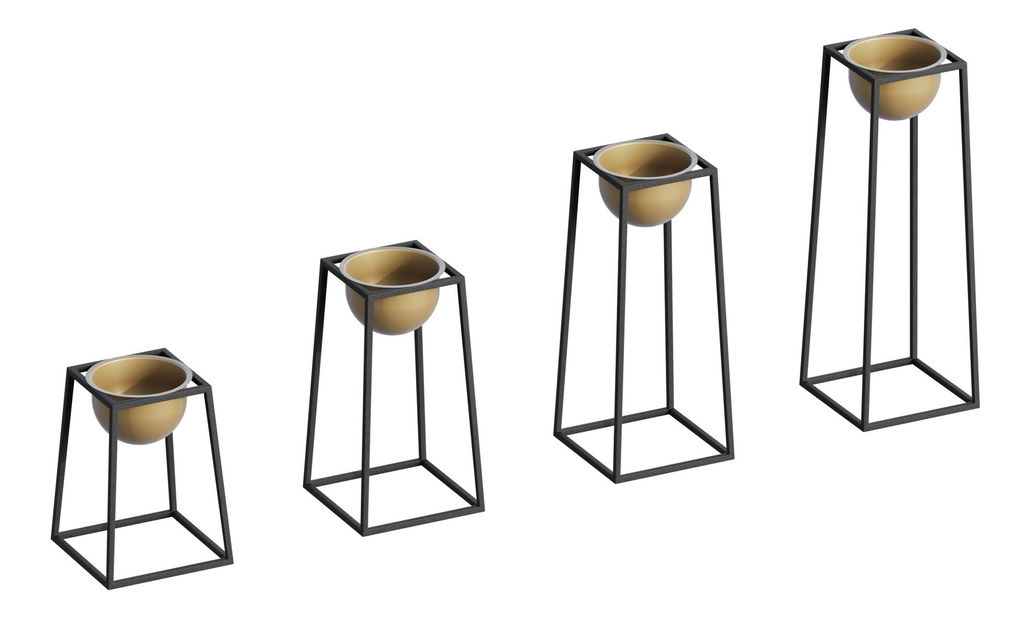 Dekorativní stojan na květiny Gwion (černé + zlatá)