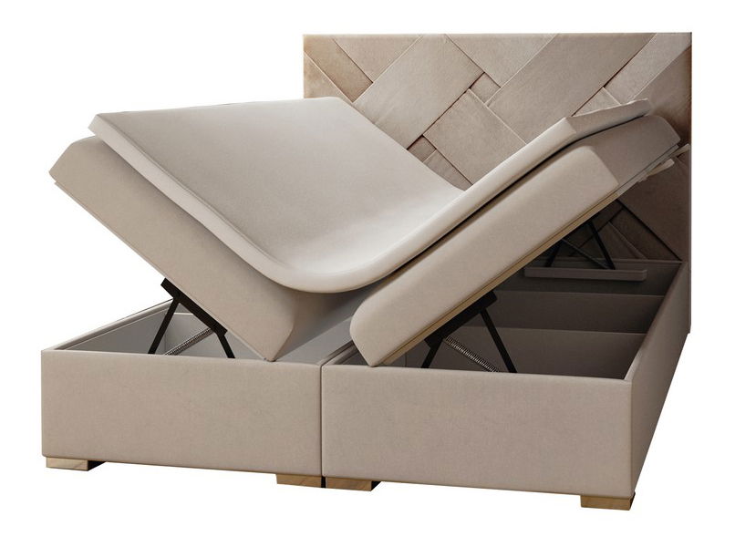 Boxspring postel 200 cm Melo (béžová) (s úložným prostorem)