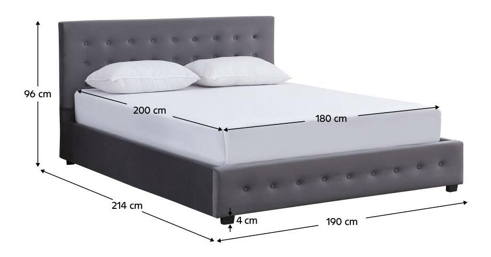 Manželská postel 180 cm Marcaje (šedá) (s roštem) (s úl. prostorem)