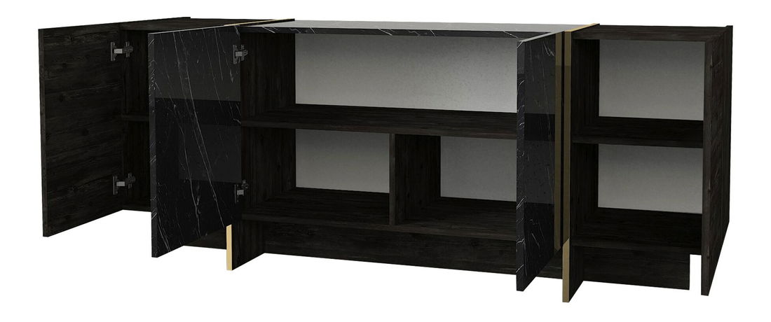 Obývací stěna Vivaldi (Černá + Zlatá)