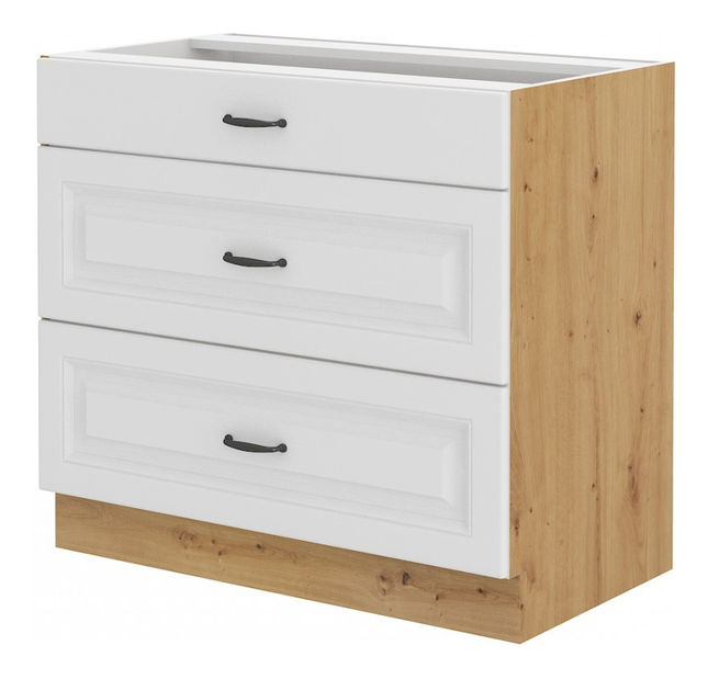 Dolní kuchyňská skříňka Sheila 80 D 3S BB (dub artisan + bilá)