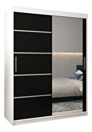Šatní skříň 180 cm se zrcadlem Verika 2 180 (bílá + černá)