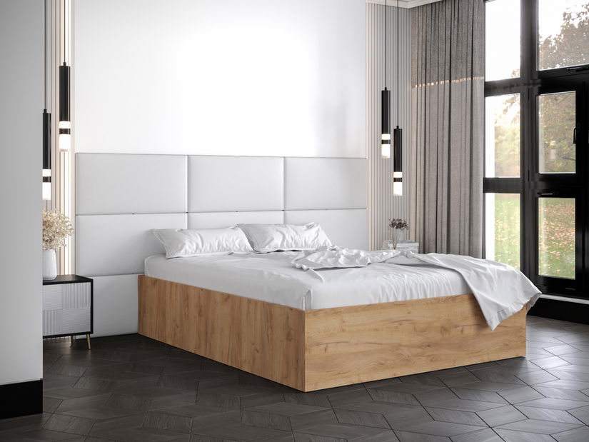 Manželská postel s čalouněným čelem 160 cm Brittany 2 (dub craft zlatý + bílá) (s roštem)