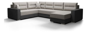Rohová sedačka ve tvaru U Glide 3 (šedá + černá) (L)