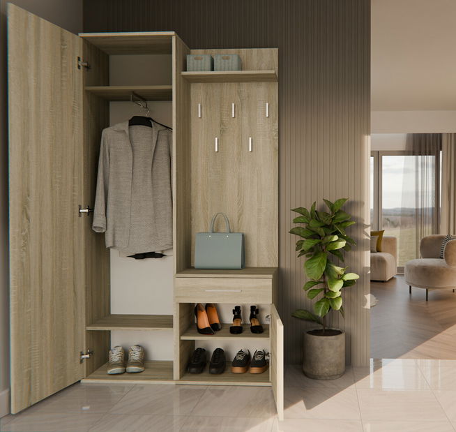 Předsíňová sestava Dialogos 1 (dub sonoma) (se zrcadlem)