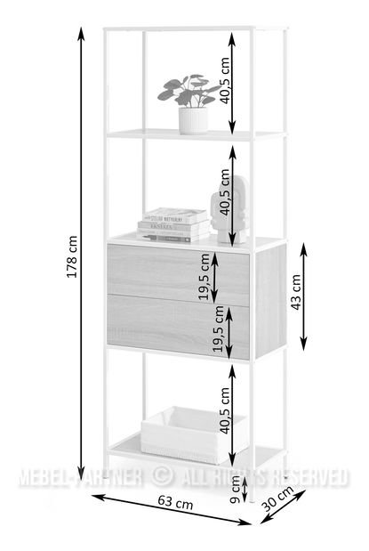 Regál Soren Reg (sonoma + bílá)