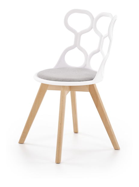 Jídelní židle Kimber (bílá + šedá + přírodní)