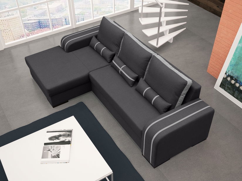 Rohová sedací souprava Valeta (tmavošedá) (L)