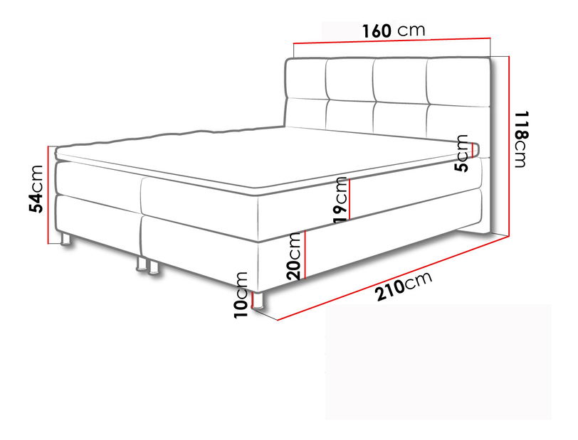 Kontinentálni postel 160 cm Andromeda (bílá) *výprodej
