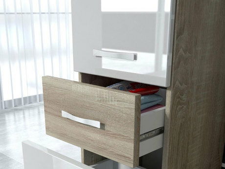 Koupelnový nábytek Lomesa MDF (dub wotan + bílý lamel) (se sifonem)