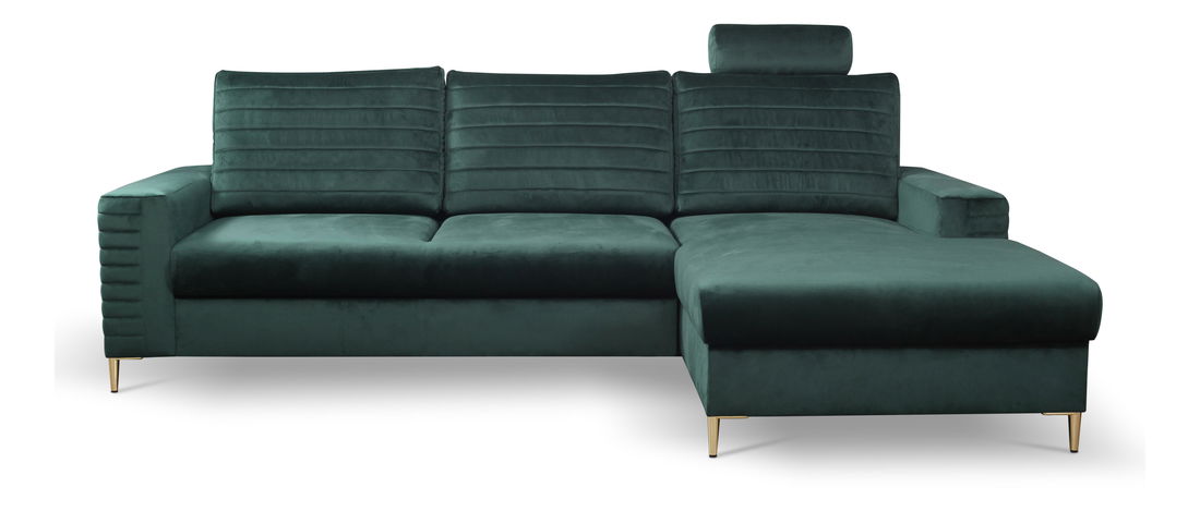 Rohová sedací souprava Coleen (tmavě zelená) (P)