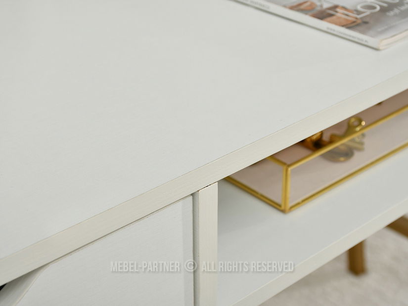 PC stolek Gavon (bílé dřevo + zlatá)