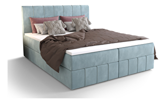 Manželská postel Boxspring 160 cm Barack Comfort (šedomodrá) (s matrací a úložným prostorem)