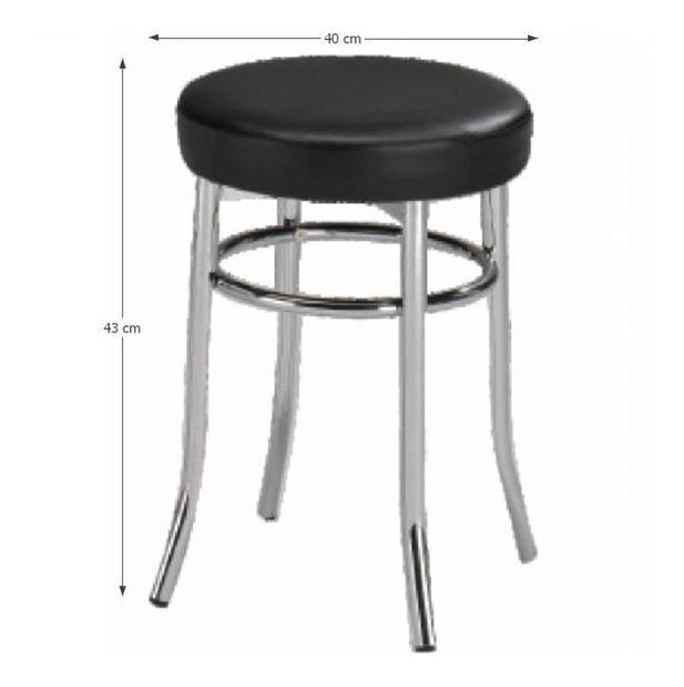 Taburetka Iveta (černá ekokůže + chrom)