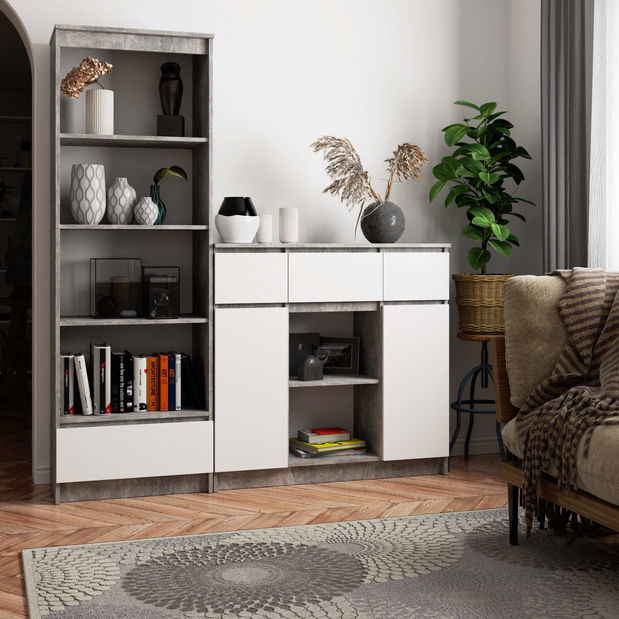 Komoda Kalista VII (beton + bílá)