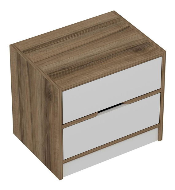 Noční stolek Erich (ořech + bílá)