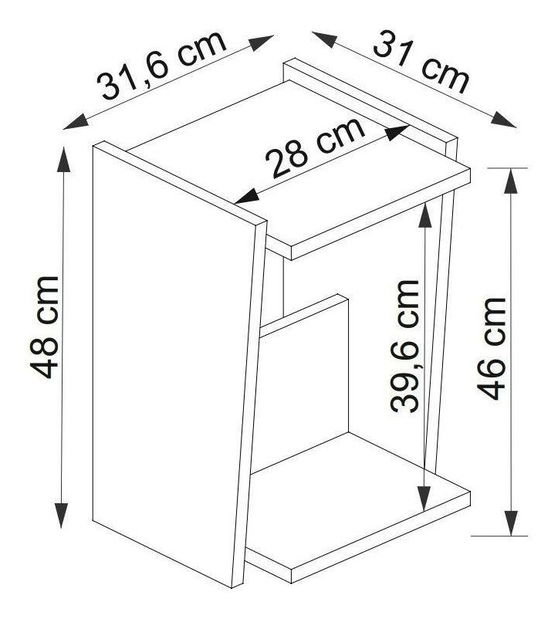 Příruční stolek Pitudu 3 (ořech + béžová)