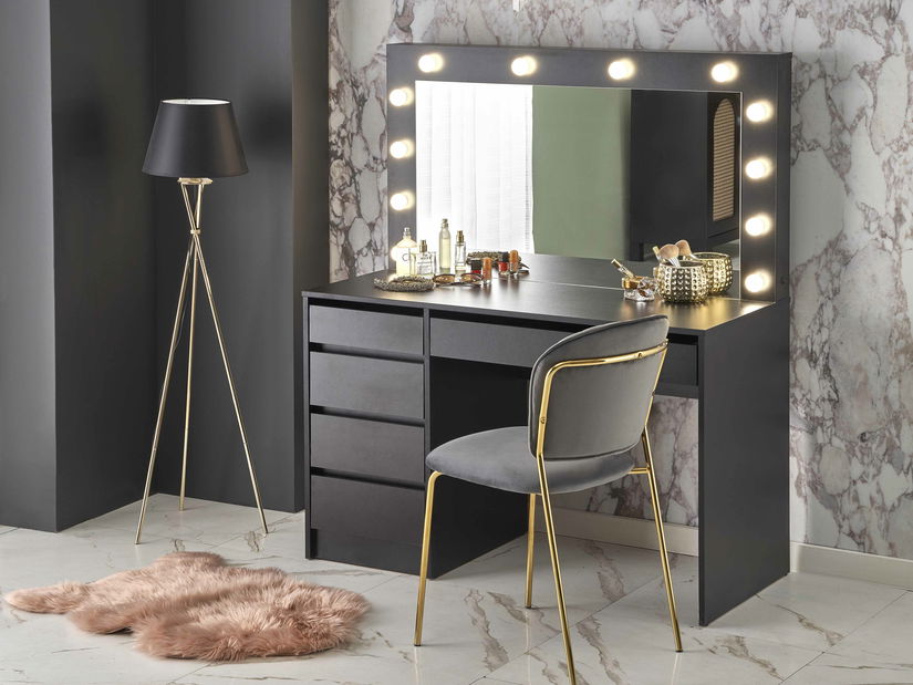 Toaletní stolek Hektor XL (černá) (se zrcadlem)