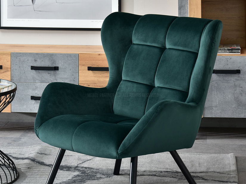 Designové křeslo Norweien (zelená + zlatá)