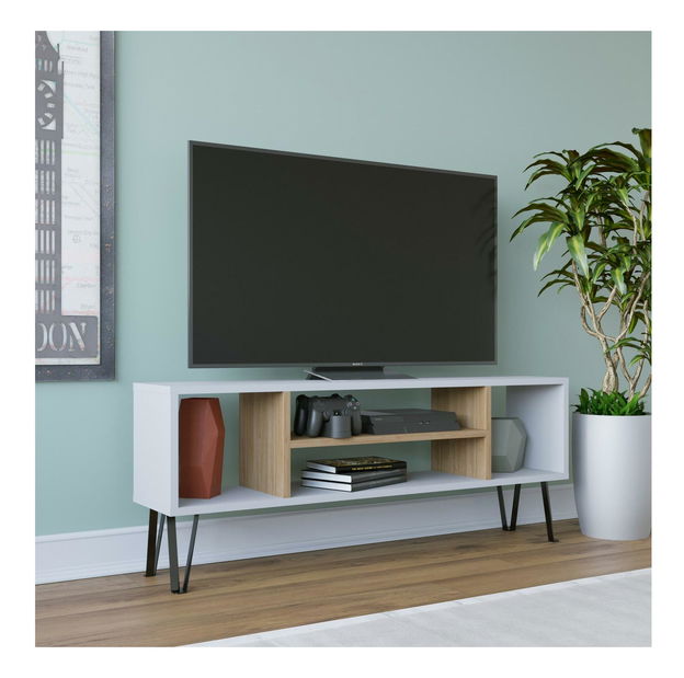 TV stolek Tesopu (bílá + dub)