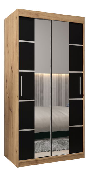 Šatní skříň 100 cm Verika 4 100 (dub artisan + černá)