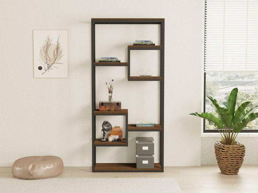 Regál Livido (ořech + černá)