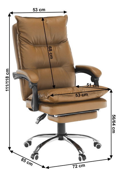 Kancelářské křeslo s podnožkou Drann (hnědá)