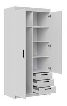 Šatní skříň Milica 2D3S (bílá)