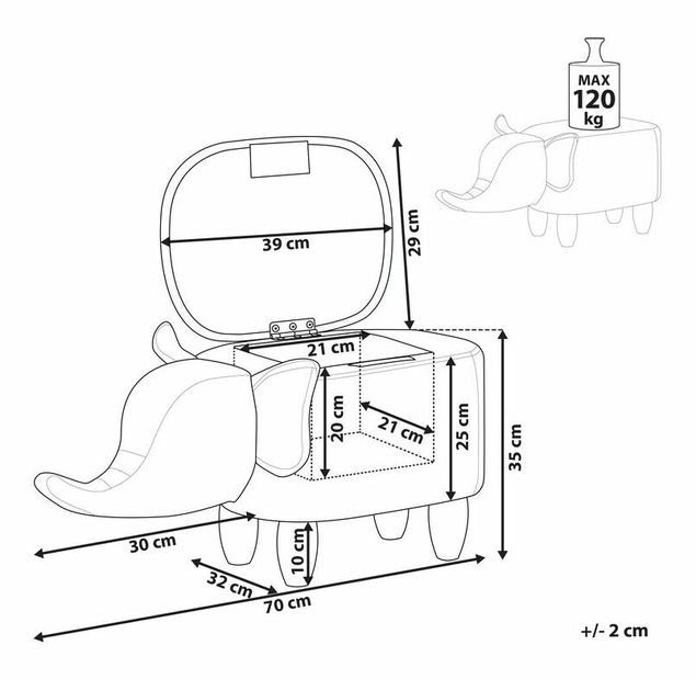 Taburet Elfant (tmavě hnědá)