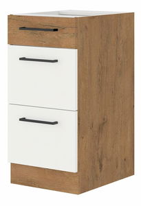 Dolní kuchyňská skříňka Virion 40 D 3S BB QUADRO (dub lancelot + lesk bílý)