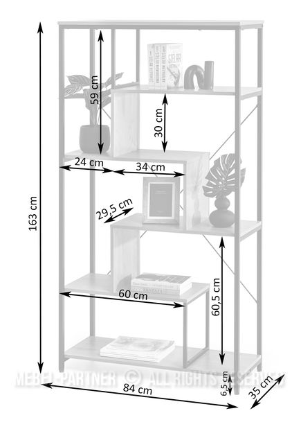 Regál Harp B (ořech + zlatá)