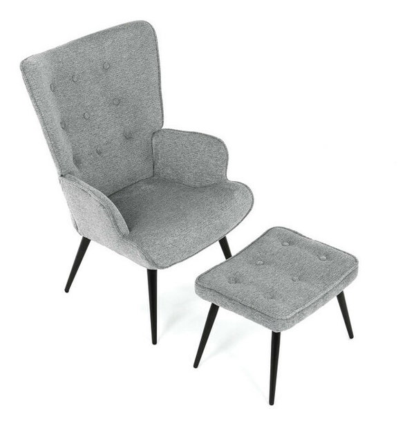 Křeslo s taburetkou Akitta (šedá)