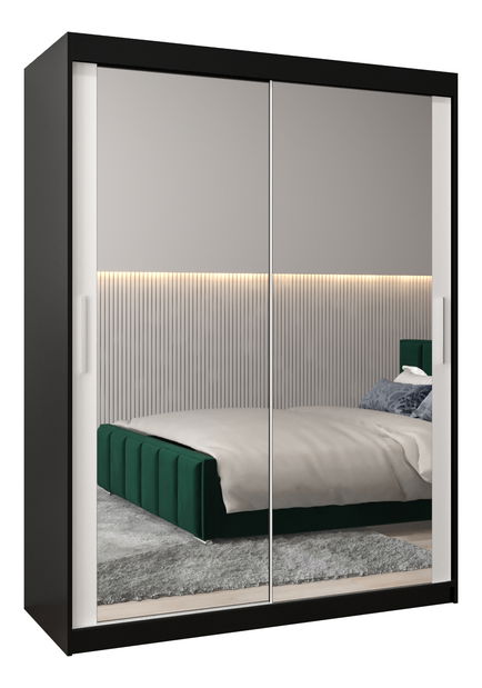Šatní skříň 150 cm Toki 3 (Černá matná + Bílá matná)