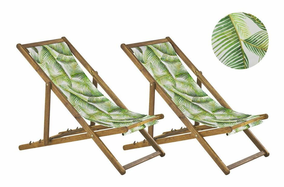 Set 2 ks zahradních lehátek s náhradními potahy Antio (zelená + bílá)