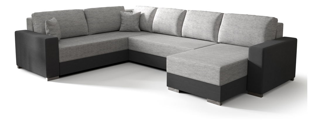 Rohová sedačka ve tvaru U- Pearle 3 (světle šedá + černá) (L)