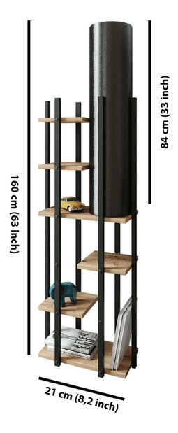 Stojanová lampa s policemi Vultarella 1 (přírodní + černá)