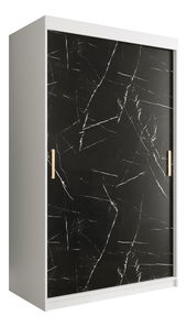 Šatní skříň 120 cm Marbelo T (matná bílá + černý mramor)