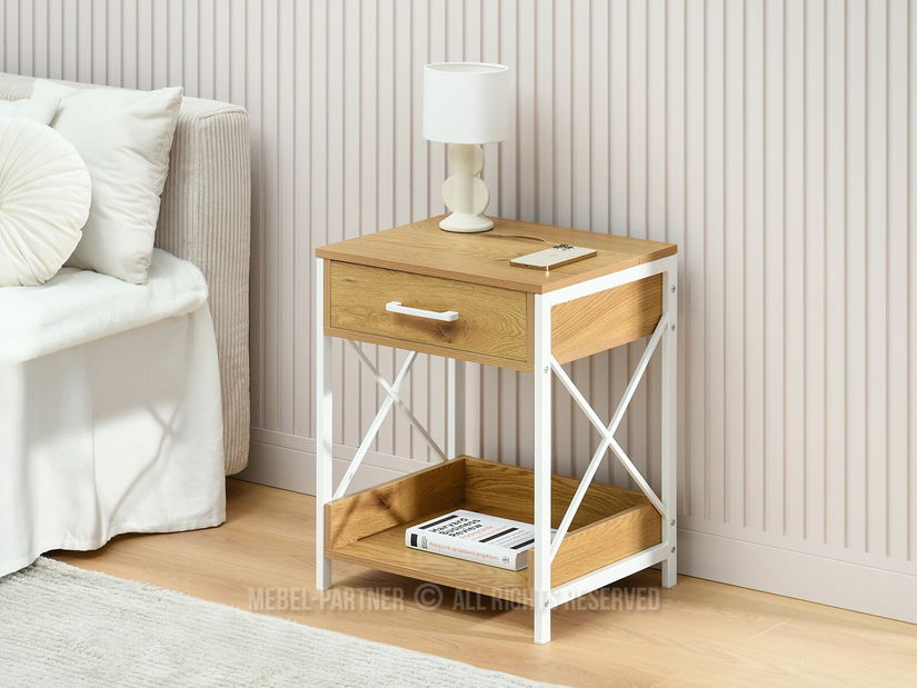 Noční stolek Torry (dub + bílá)