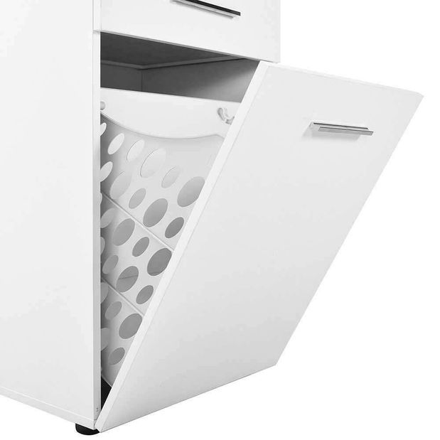 Vysoká koupelnová skříňka Adorella 1 (bílá)