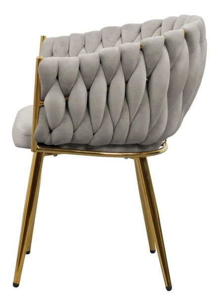 Jídelní židle Delila (šedohnědá + chrom zlatý)