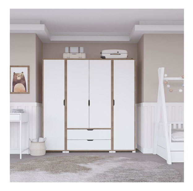 Šatní skříň Nisae 24 (ořech světlý + bílá)