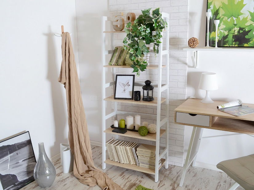 Regál Topaz (dub + bílá)