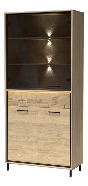 Vitrína Milley 03 (s LED osvětlením) (hikora)