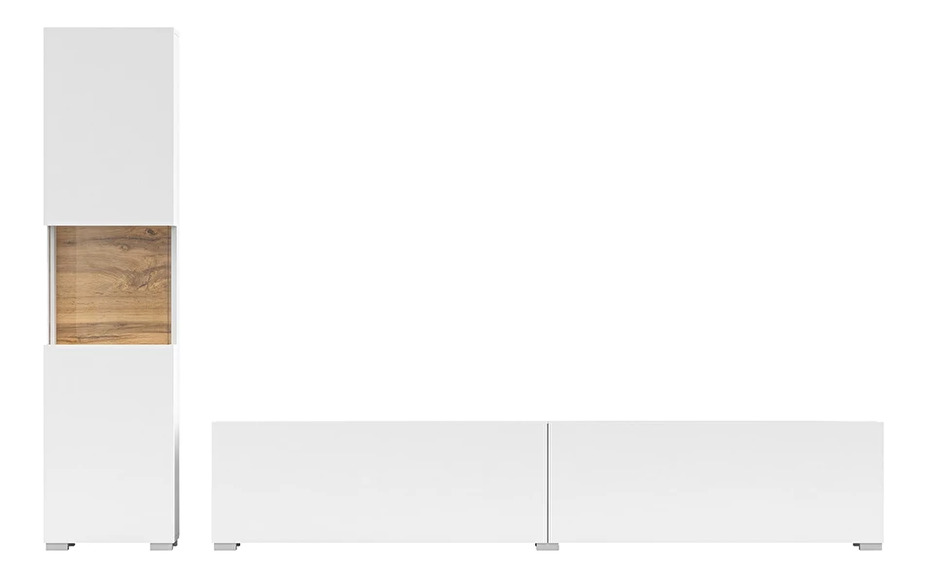Obývací stěna Avernic Typ 09 (bílá + dub wotan)